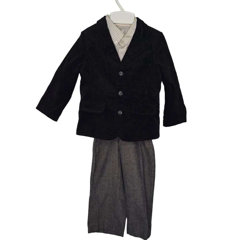 Three Piece Formal Set Collared Shirt Jacket Slacks Size 3T